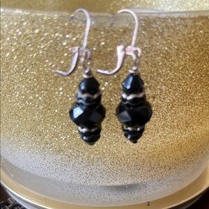 Elegant Black  Beaded Dangle and Gold Earrings - Handmade Classic Style